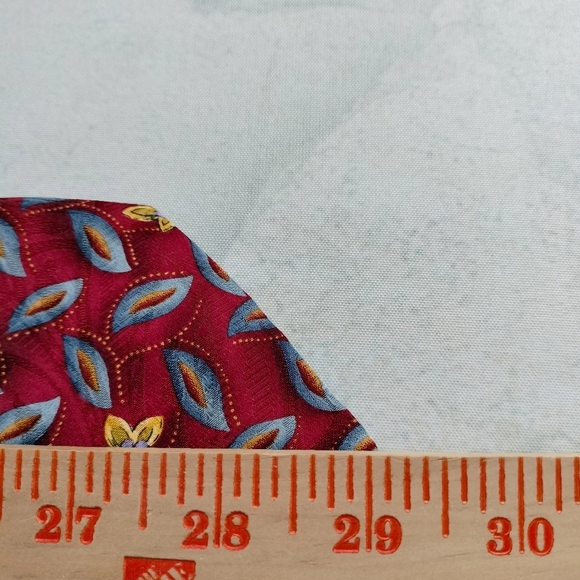 Robert Talbott Best of Class Necktie Tie Silk Red Yellow Flowers Leaf Classic T - Picture 9 of 10